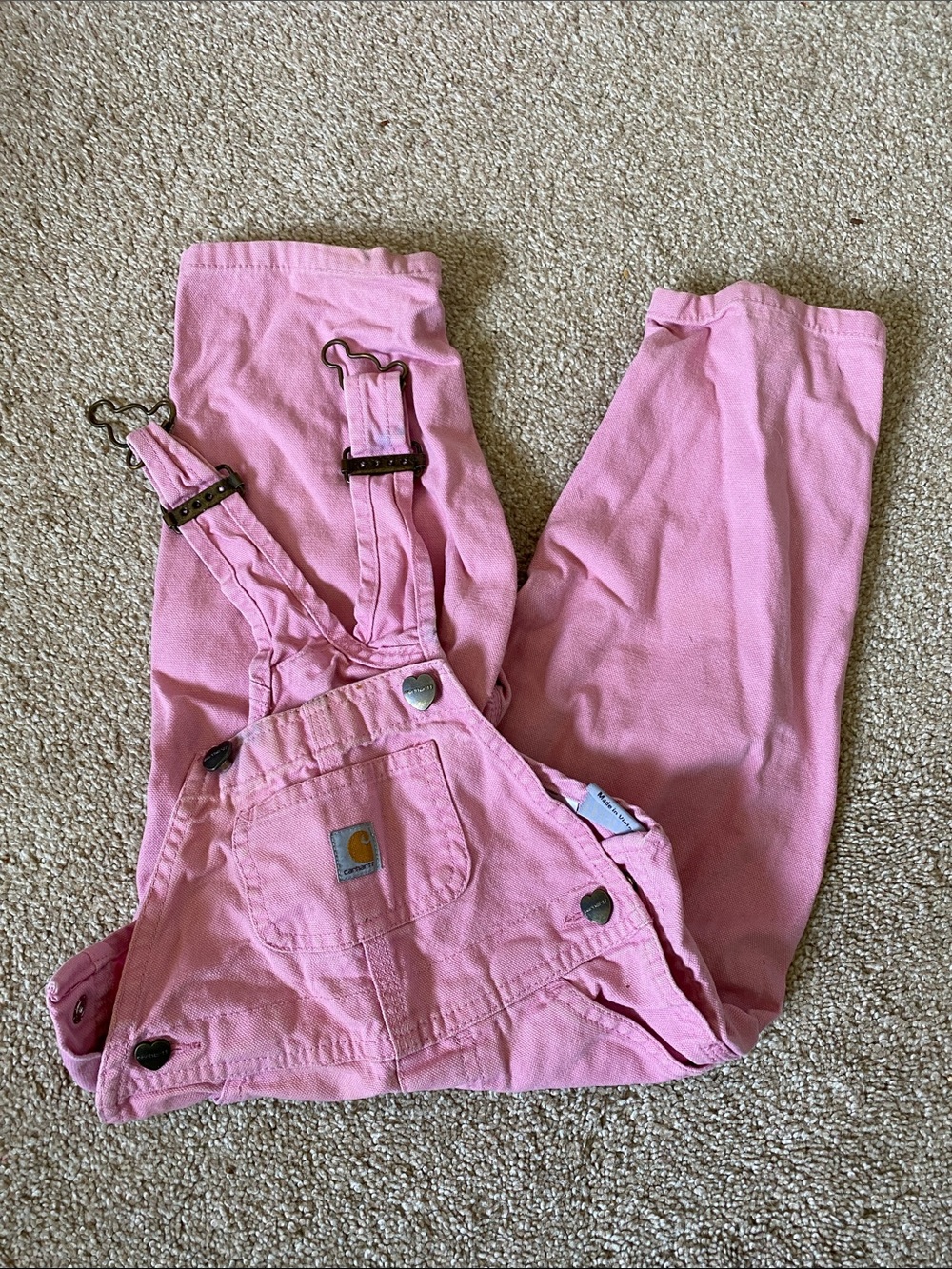 Pink Carhartt baby overalls 18M